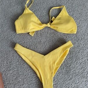 Roxy Bright Yellow Ribbed Bikini Top